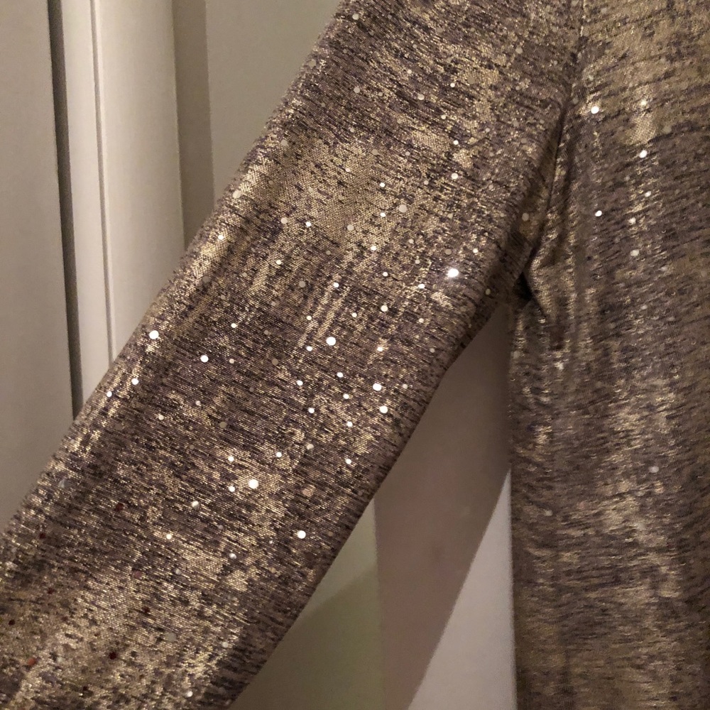 JM Collection Gold Shimmer top - Picture 3 of 8